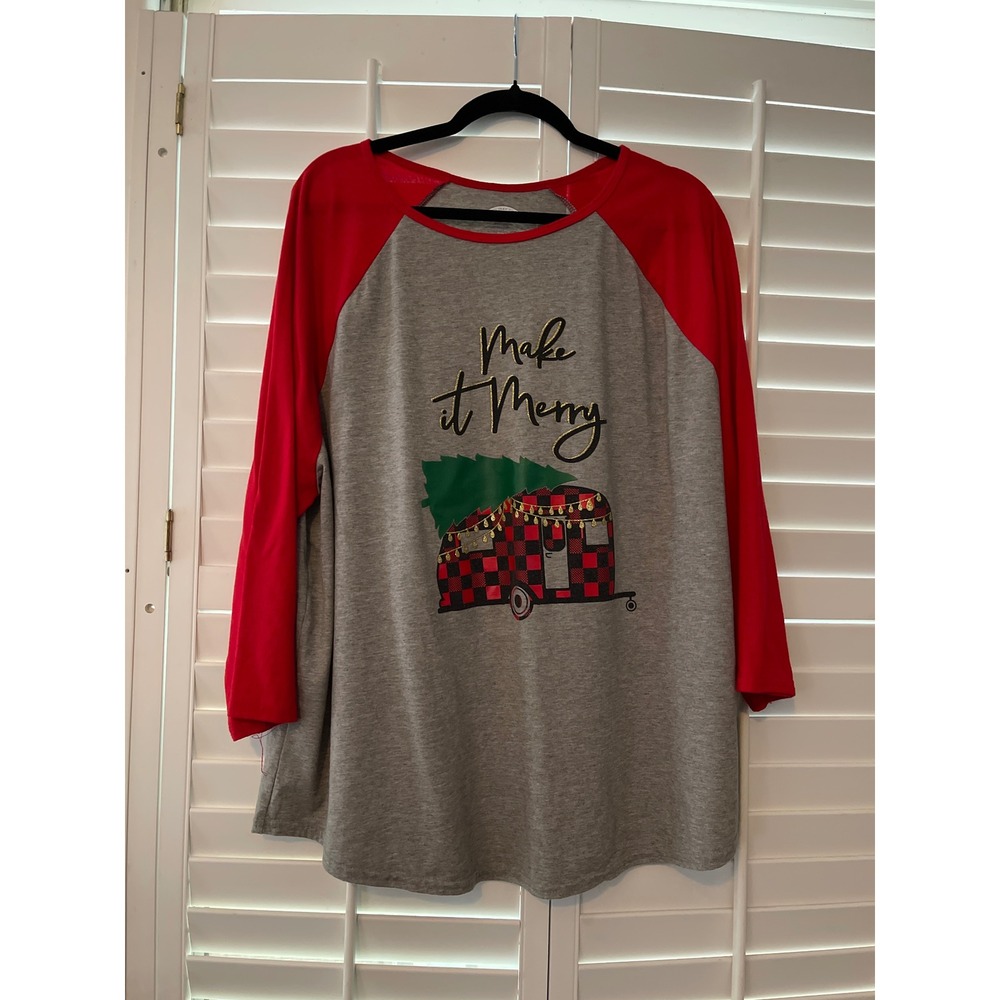 Holiday Times women Make it Merry jersey shirt size 2X